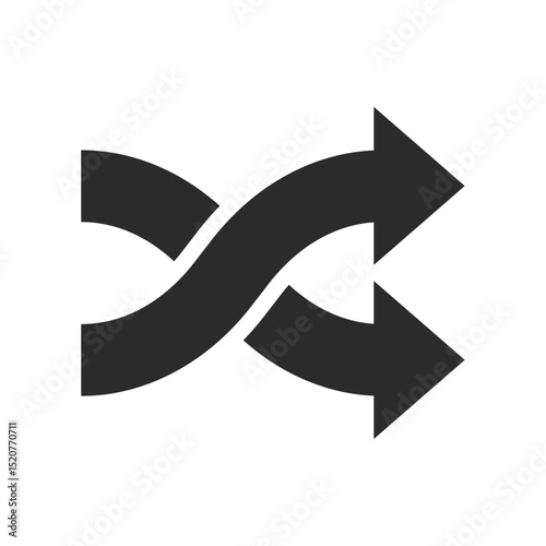 Shuffle arrows icon symbol representing random order, swap, interchange, change direction, or media shuffle, isolated graphic for settings, control, or process flow.