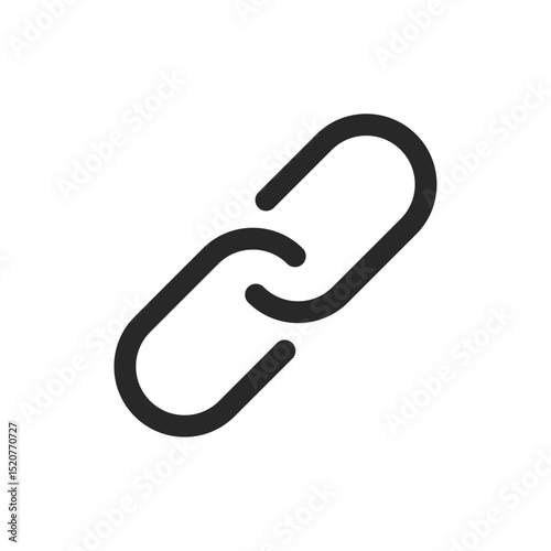 Chain link icons symbolizing connection, hyperlink, relationship, attachment, security, or strength, isolated graphic for digital, communication, or structural use.
