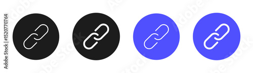 Chain link icons symbolizing connection, hyperlink, relationship, attachment, security, or strength, isolated graphic for digital, communication, or structural use.