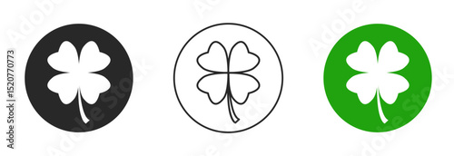 Clover icon, symbol of luck, fortune, hope, and prosperity, isolated graphic used in St. Patrick’s Day themes, superstitions, or good luck designs.