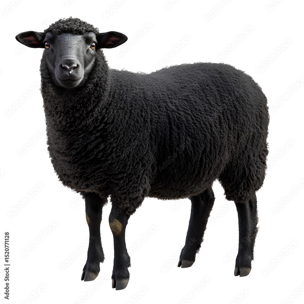 Fototapeta premium Black Sheep Isolated on Transparent Background – High-Resolution PNG