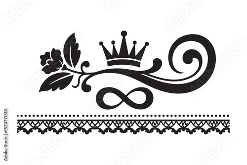 Elegant floral crown and infinity symbol decorative border