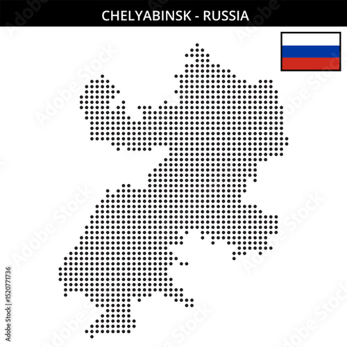 Medium dots map of Chelyabinsk in Russia