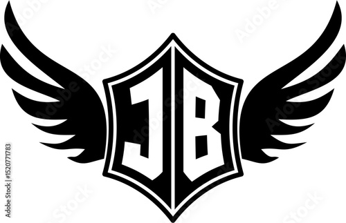 JB logo emblem with winged and shield template