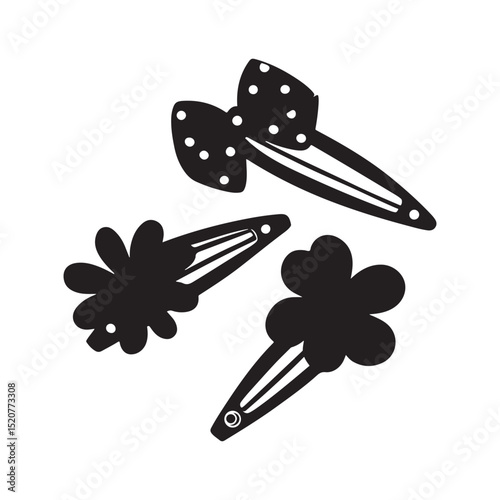 Cute hair clips vector isolated on white background. Hairpin isolated.
