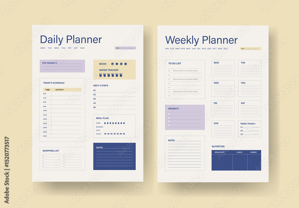 Daily or Weekly Planner Layout Stock Template | Adobe Stock