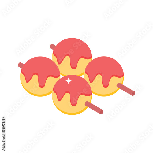 An amazing isometric icon of colorful dango skewer
