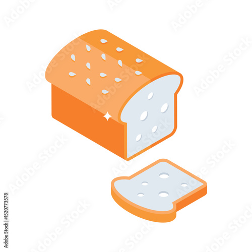 Easy to edit isometric style icon of fresh bread