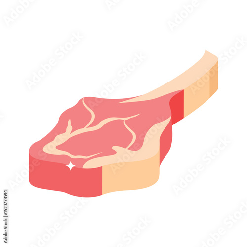 Check out this isometric icon of lamb chop meal