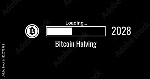 Progress Bar Bitcoin Halving 2028 loading vector illustration on Black Background