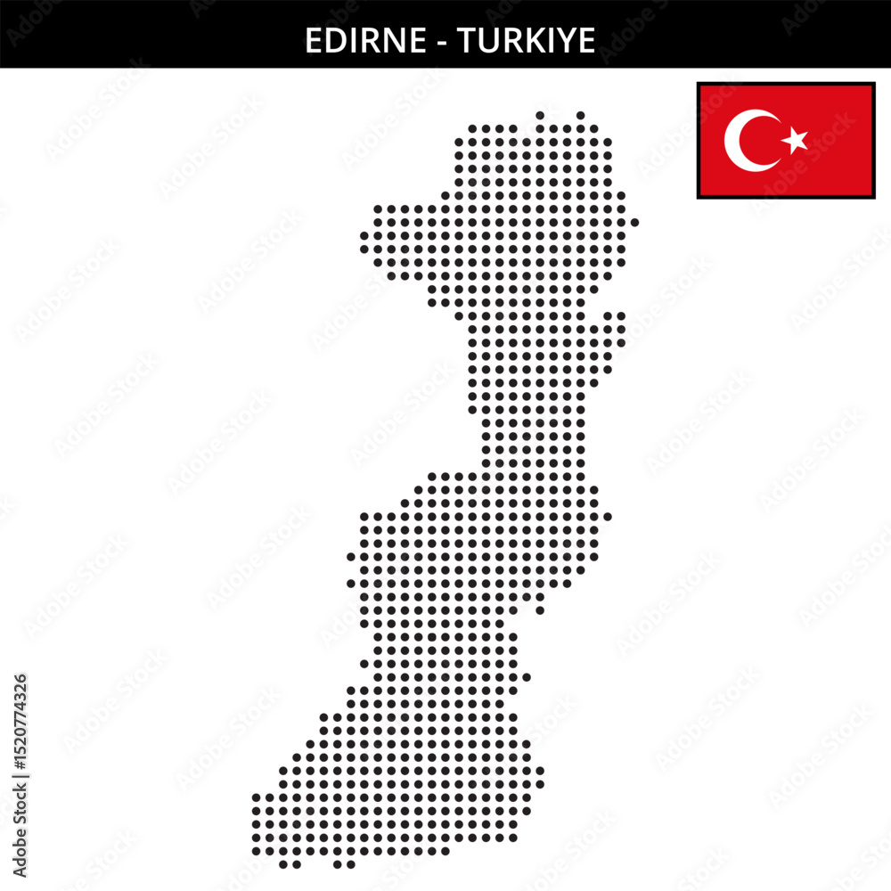 Obraz premium Medium dots map of edirne in Turkiye
