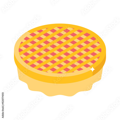 A captivating isometric icon of apple pie slice