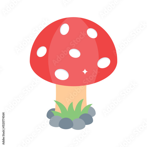 Well designed isometric icon of spotted mushroom cap
