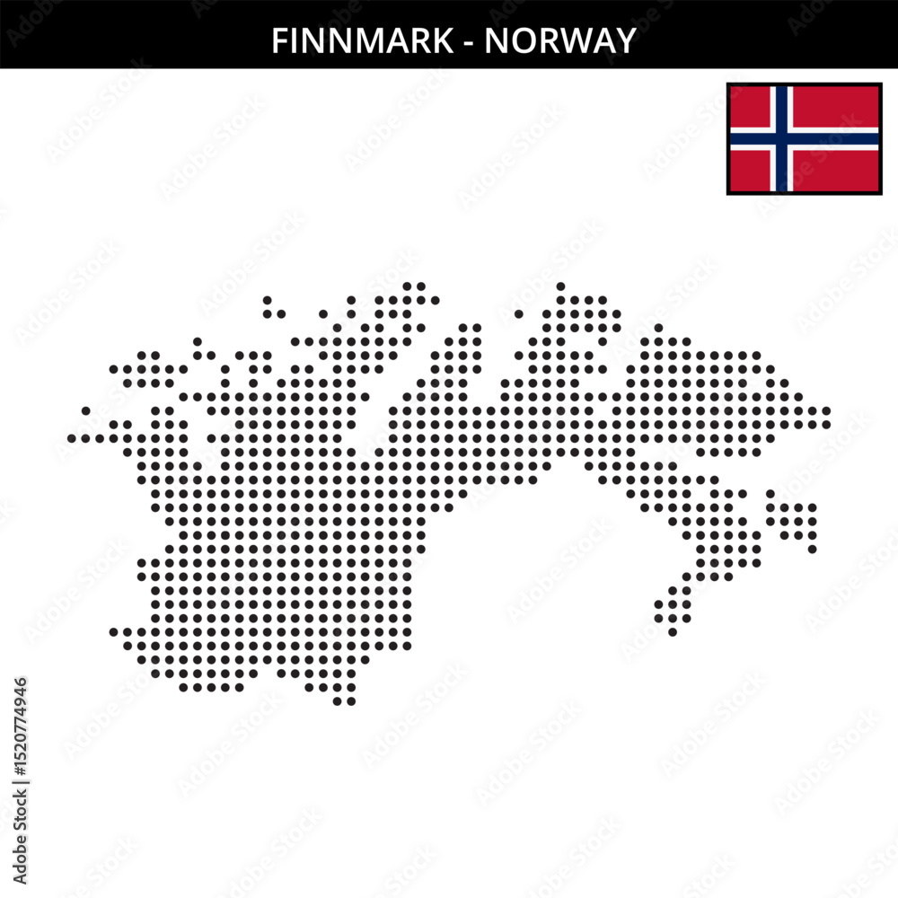 Fototapeta premium Medium dots map of finnmark in Norway