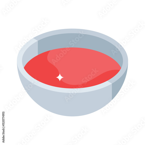 Visually engaging isometric icon of small sauce bowl