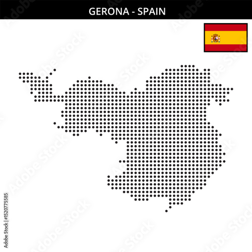 Medium dots map of gerona in Spain