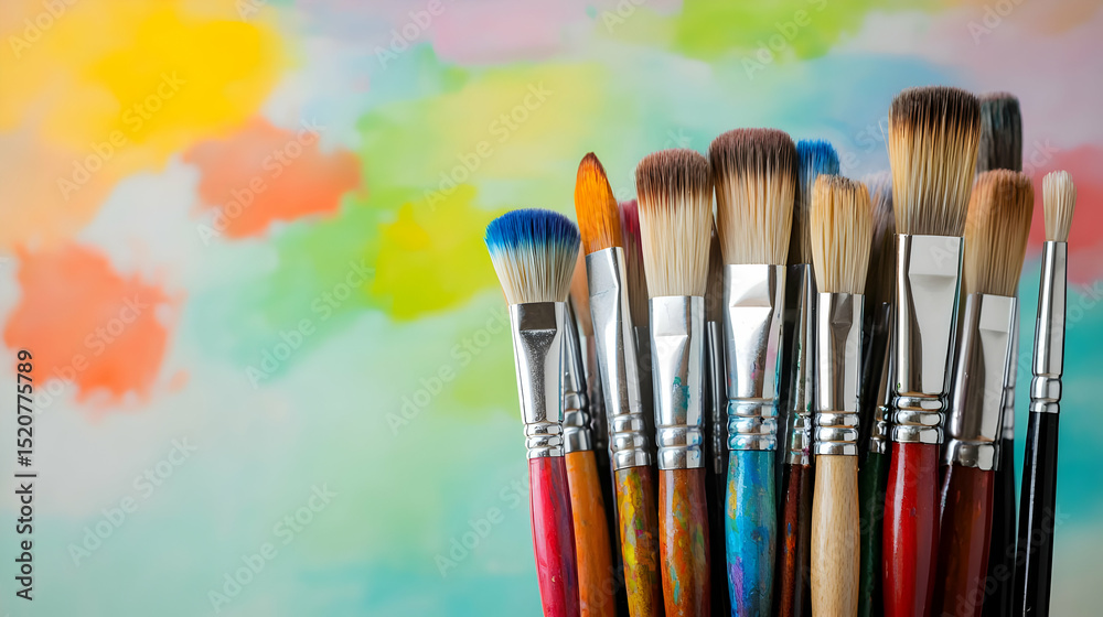 Fototapeta premium Colorful Paintbrushes On Colorful Background