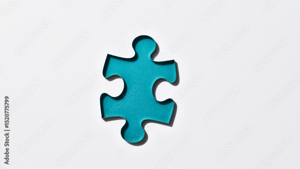 Fototapeta premium Teal puzzle piece isolated on white background