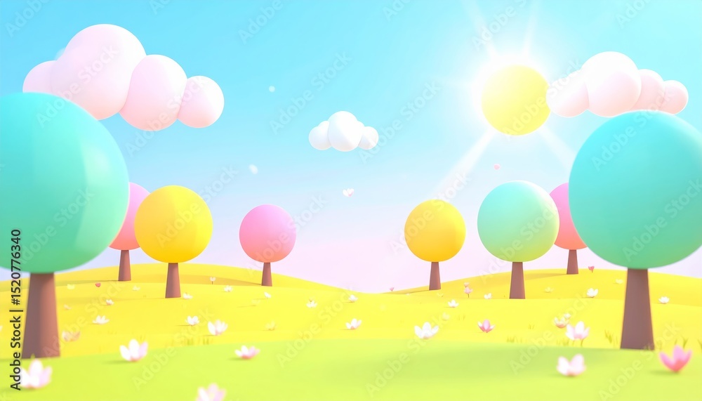 Fototapeta premium Colorful birthday and Easter celebration cards feature balloons floating in a festive sky with rainbow decorations