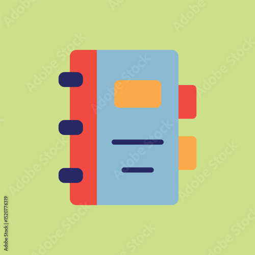 Flat binder icon, ideal for office, school, organization, paperwork, and document storage designs.