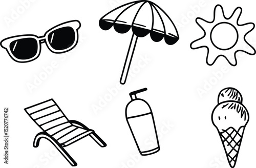 Summer  and beach enjoy icon set 