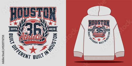 Vintage college varsity Houston slogan emblem print with grunge effect for graphic tees, hoodies, t-shirts, or sweatshirts – vector illustration