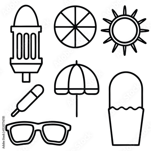 Wallpaper Mural Summer  and beach enjoy icon set  Torontodigital.ca