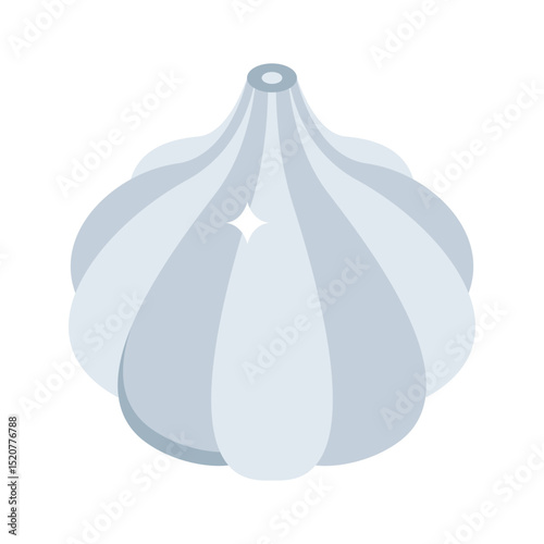 Visually appealing isometric icon of fresh garlic bulbs