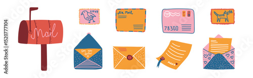 Post and Mail Service Object and Item Vector Set