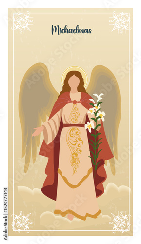 Michaelmas Illustration of Archangel Michael with Sword and Shield-03