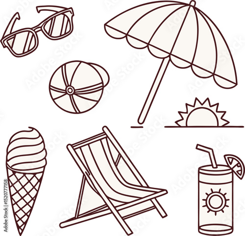 Summer  and beach enjoy icon set 