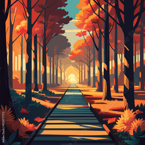 Autumnal path through the woods.