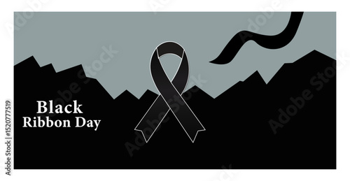 Somber Black Ribbon Day Vector Illustration Collection for Remembrance-03
