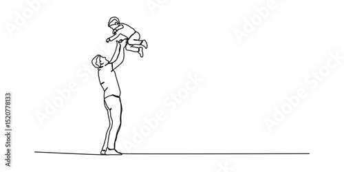 Continuous one line art of Father and Son.
