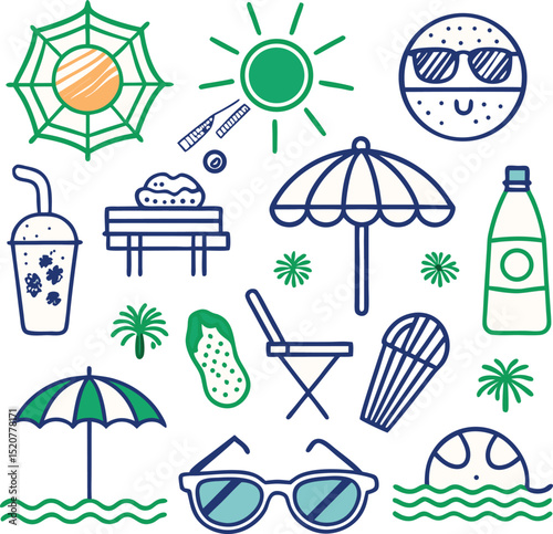 Summer  and beach enjoy icon set 