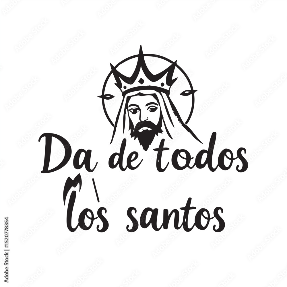Fototapeta premium A classic black and white vector style silhouette of D?a de todos los santos, hand-drawn with rough textured pencil strokes for an elegant and timeless aesthetic against a white background