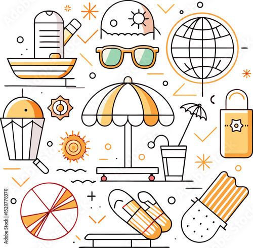 Summer  and beach enjoy icon set 