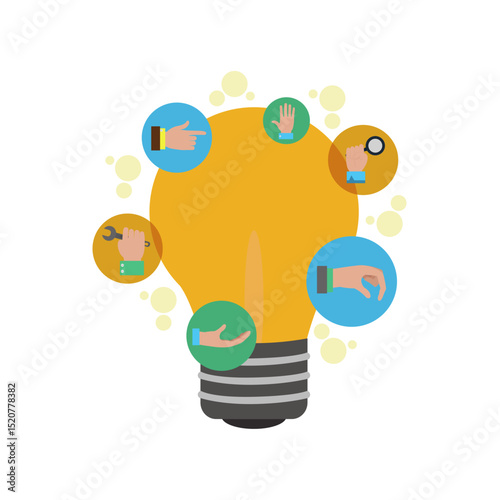 Social network idea with a creative light bulb icon representing global business innovation and technological thinking