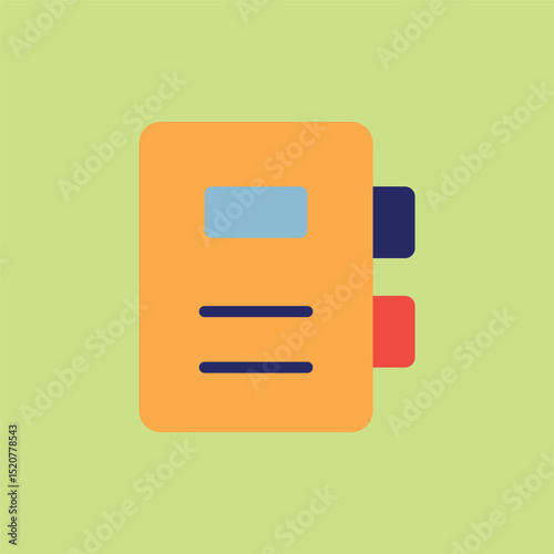 Flat binder icon, ideal for office, school, organization, paperwork, and document storage designs.