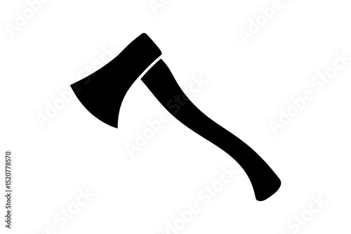 An axe with a curved handle in black silhouette