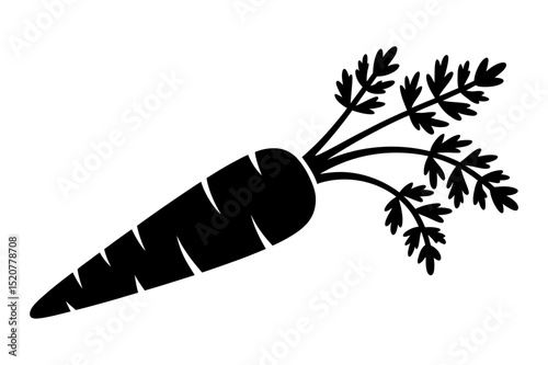 A single black carrot with leaves illustration