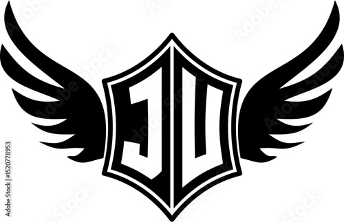 JU logo emblem with winged and shield template