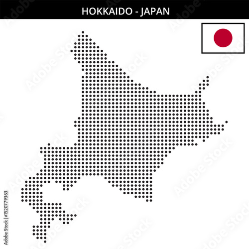 Medium dots map of HOKKAIDO in Japan