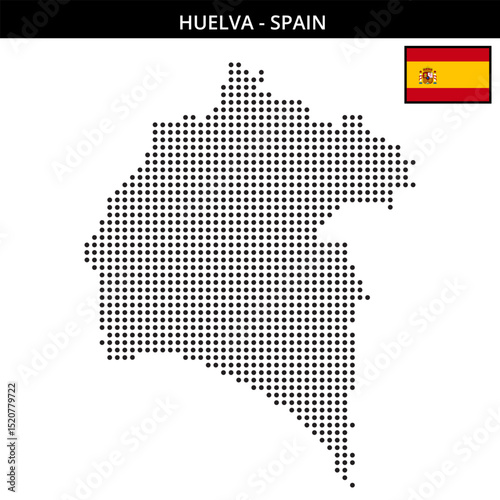 Medium dots map of huelva in Spain