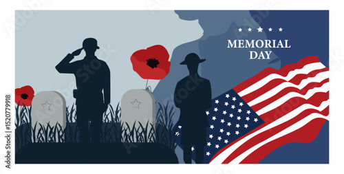Memorial Day US Military Remembrance Vector Set-03