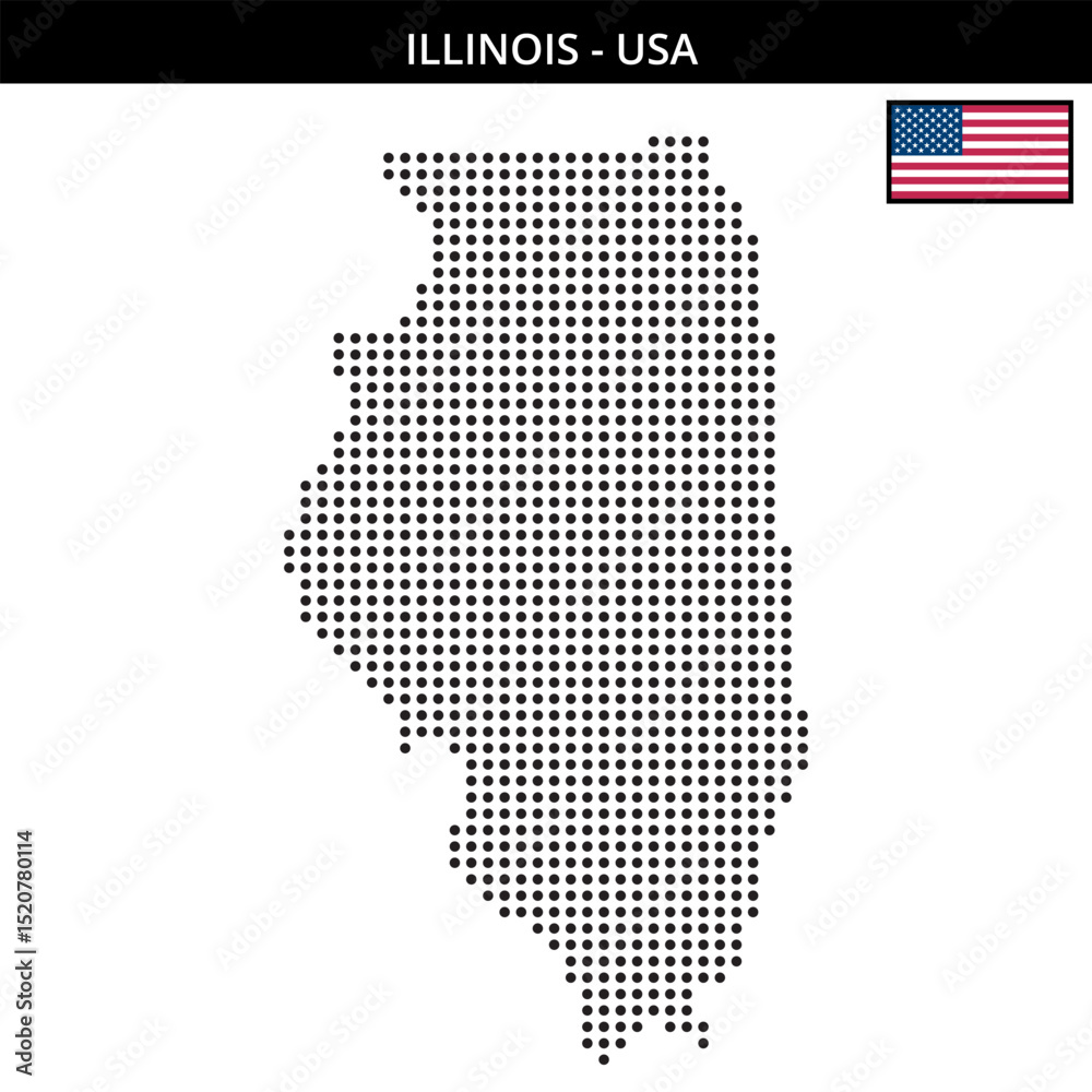 Obraz premium Medium dots map of illinois in the USA