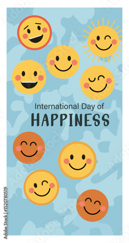 Playful International Day of Happiness Illustration with Smiley Faces-01