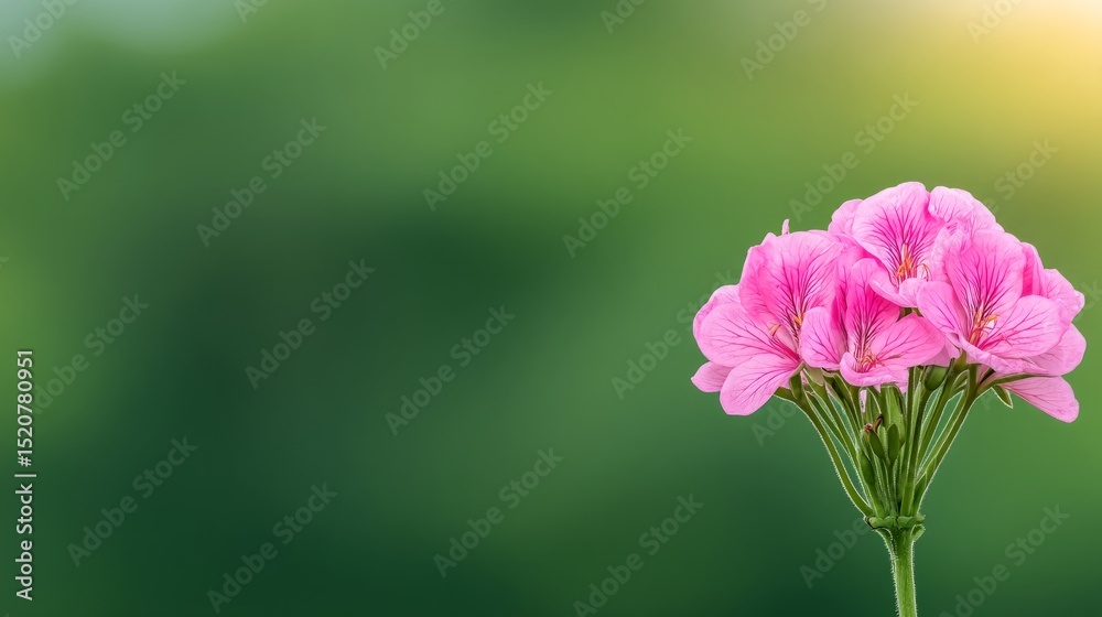 Fototapeta premium Delicate Pink Flowers Blooming Against a Soft Green Background in Natural Light