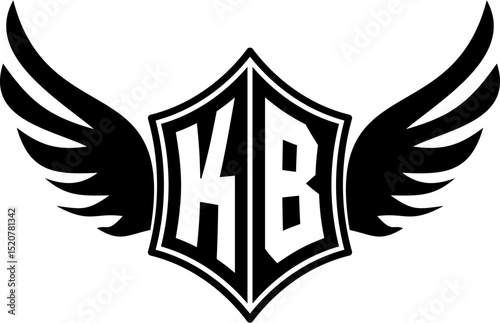 KB logo emblem with winged and shield template