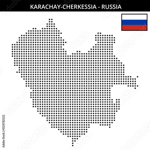 Medium dots map of Karachay-Cherkessia in Russia